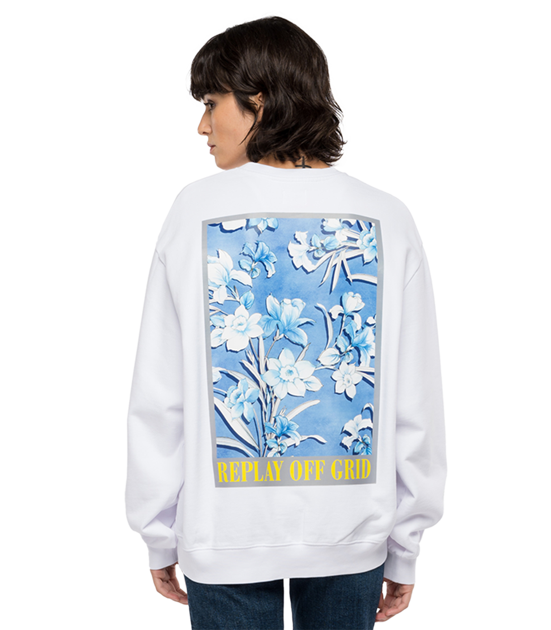 ピースダイ フラワーグリッドコットンスウェットシャツ 詳細画像 ホワイト 3